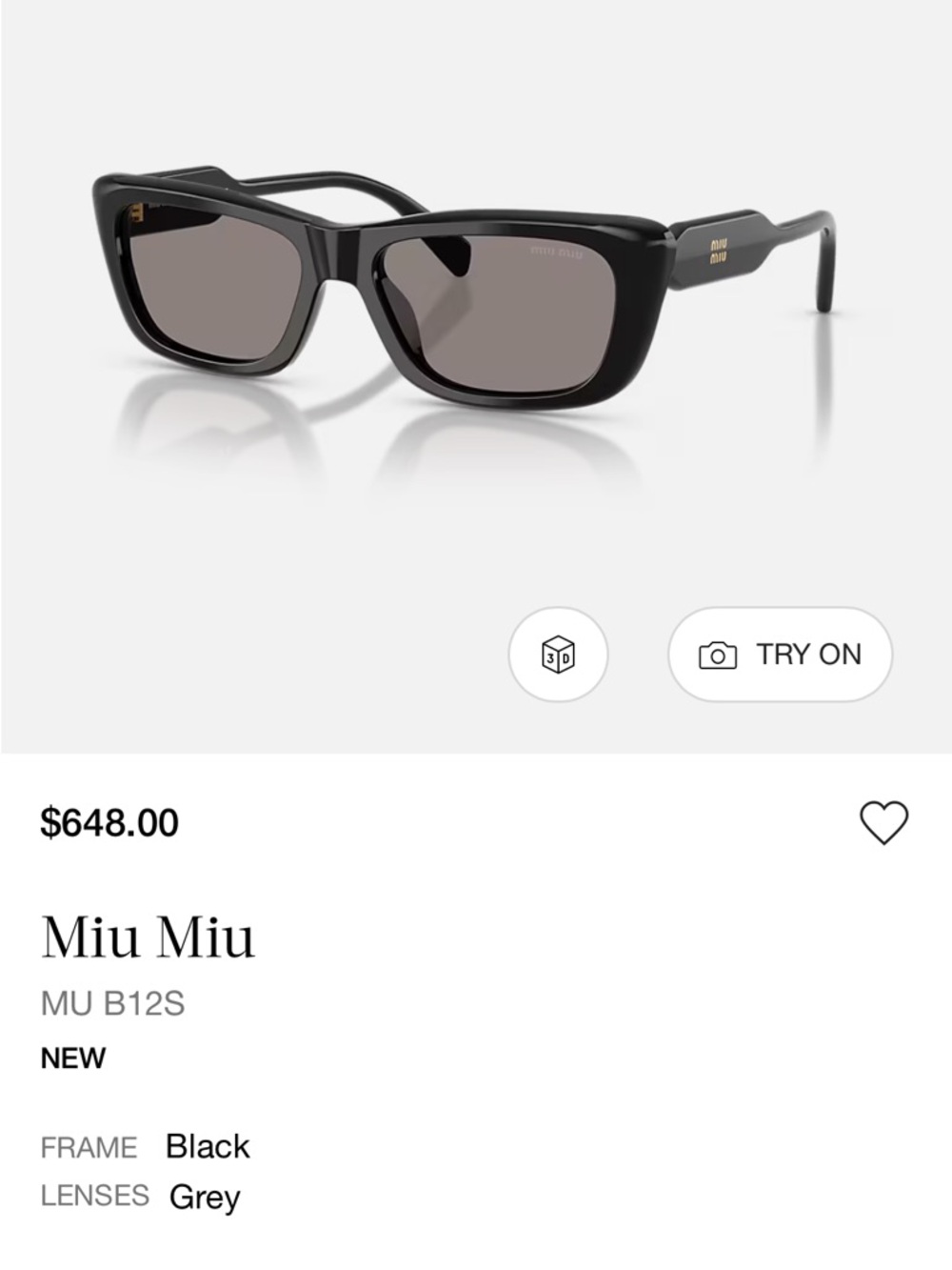 Brand new release Miu Miu Black Sunglasses with Grey Lenses with case authentic